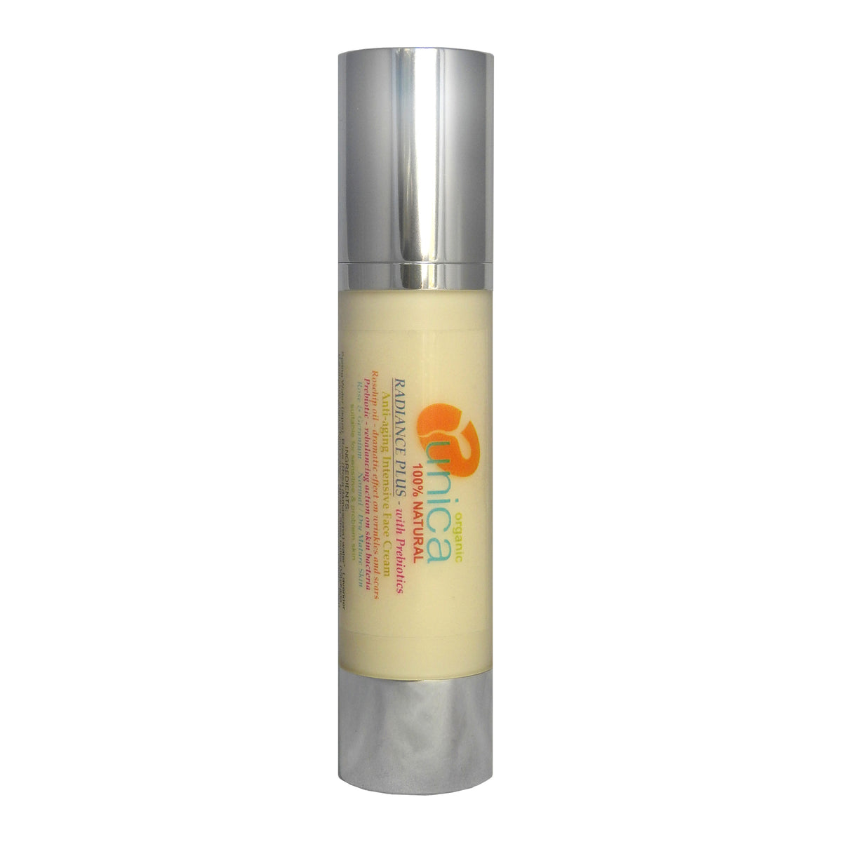 Organic face cream with Prebiotics for normal to dry skin in airless tube. Suitable for sensitive skin eczema, psoriasis. 